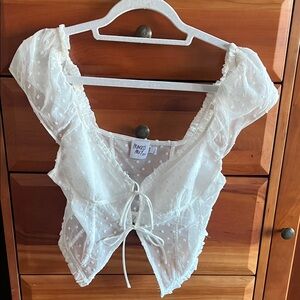 Princess Polly white Elvia top, size 2. Cropped, laces in front.